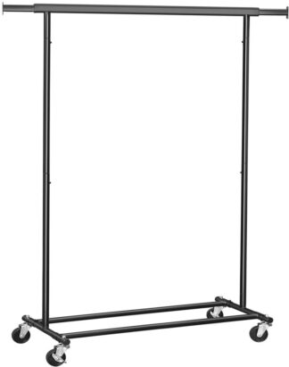 Kledinghanger Heavy Duty - 132 cm breed - op wielen - max 90 kg - met legplank aan de onderkant - zwart - HSR13BKV1