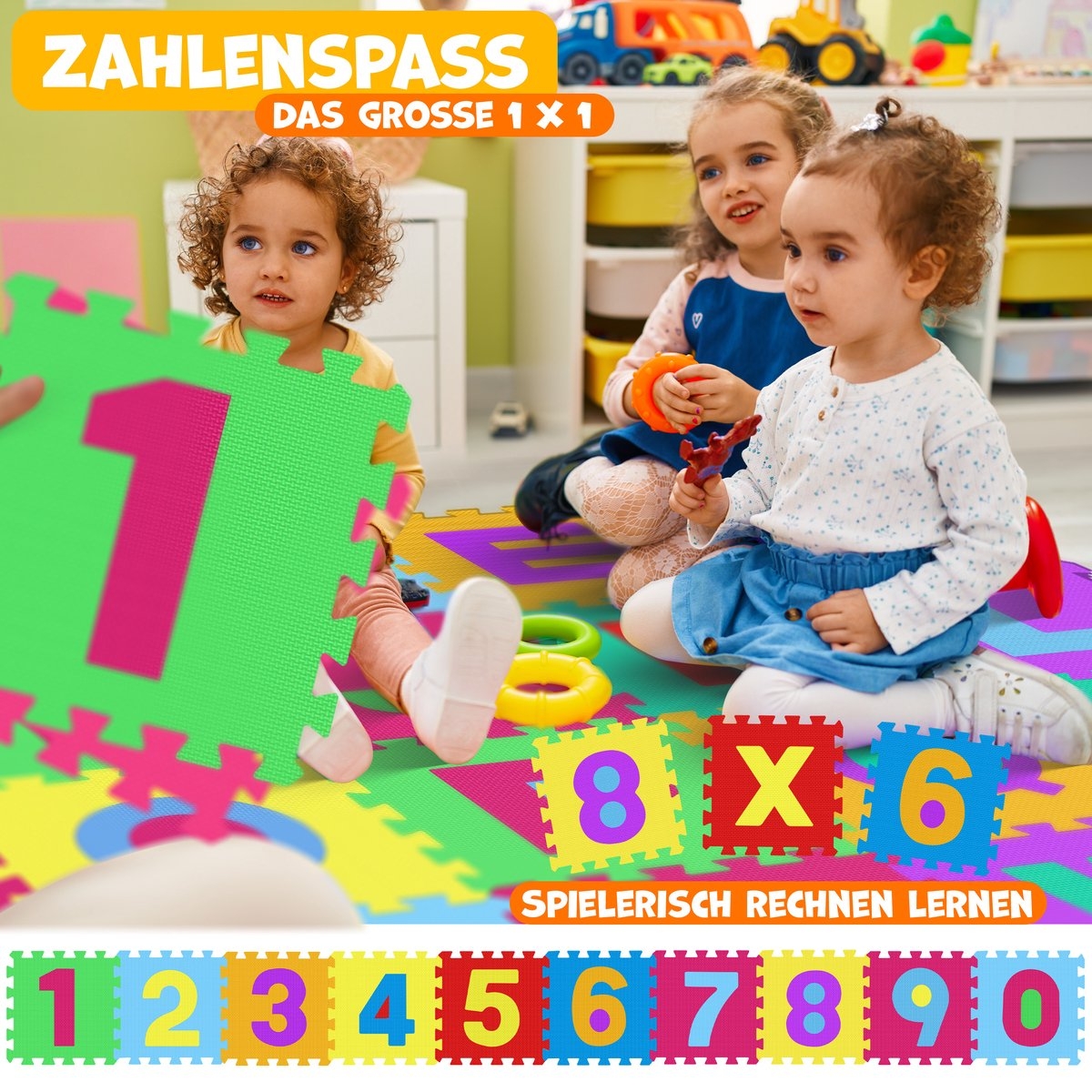 86-Delige puzzelmat / speelmat - speeltapijt - leermat met letters en cijfers - voor baby, peuter en kind - gekleurd - Afbeelding 7