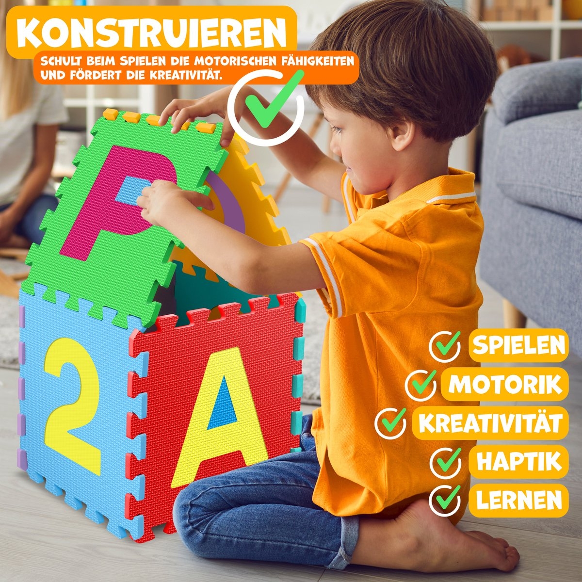 86-Delige puzzelmat / speelmat - speeltapijt - leermat met letters en cijfers - voor baby, peuter en kind - gekleurd - Afbeelding 9