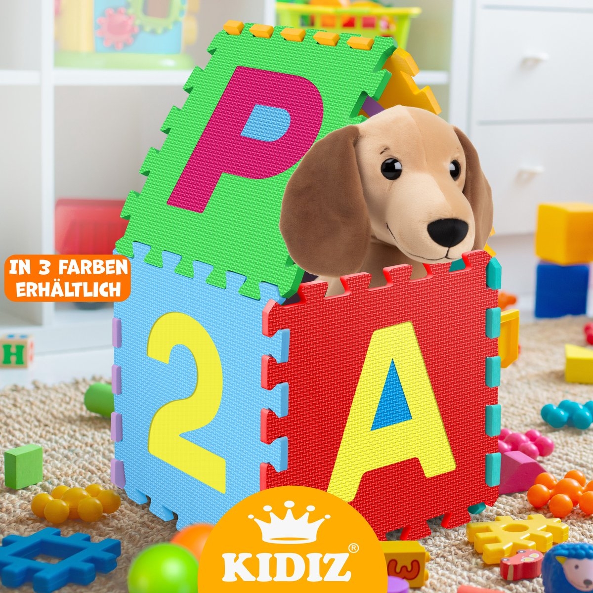86-Delige puzzelmat / speelmat - speeltapijt - leermat met letters en cijfers - voor baby, peuter en kind - gekleurd - Afbeelding 10