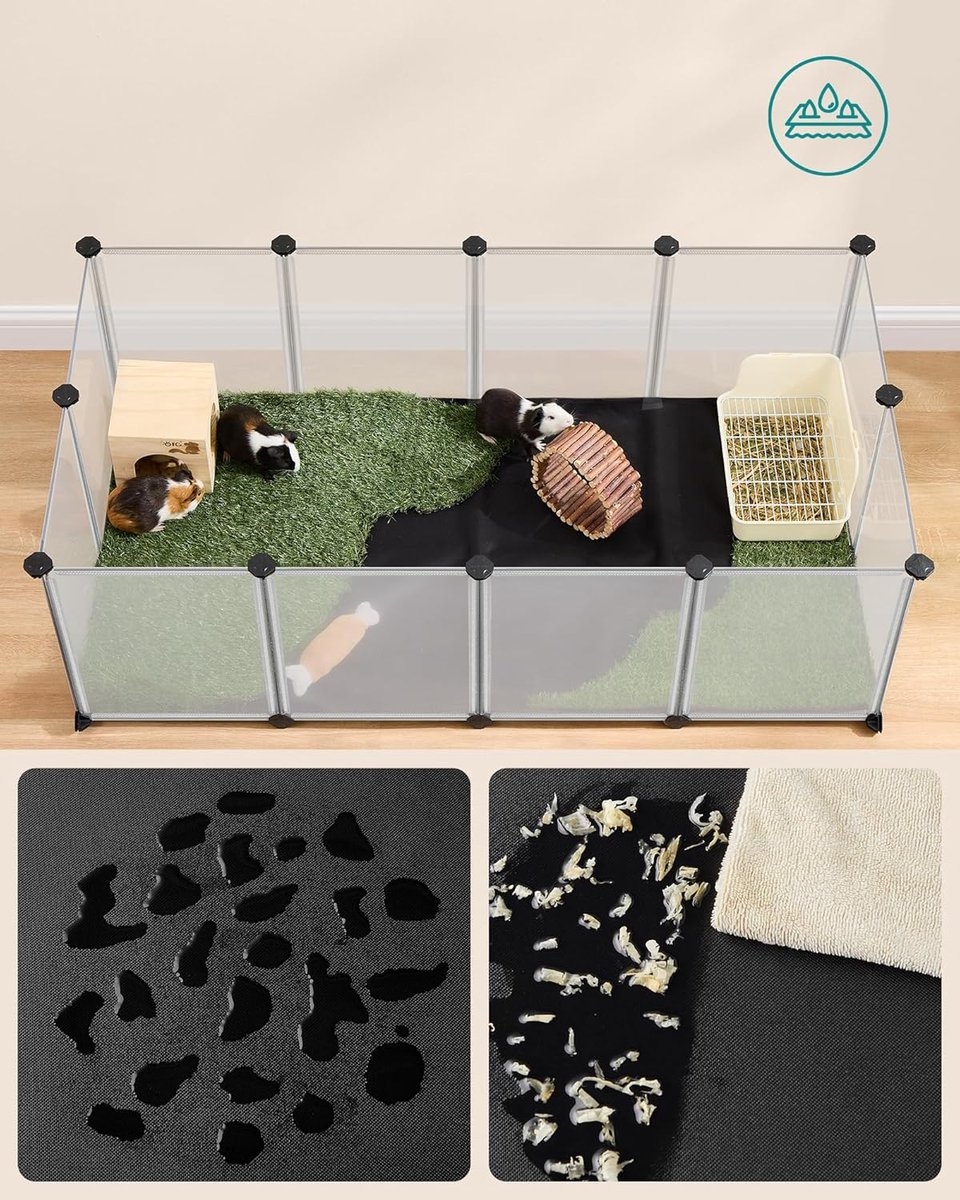 Dierenhok - dierenren voor kleine dieren - 145x73x57 cm - met vloerpanelen - voor hamsters, konijnen, cavia's - wit - LPC013W01 - Afbeelding 3