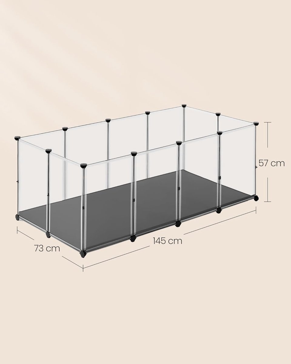 Dierenhok - dierenren voor kleine dieren - 145x73x57 cm - met vloerpanelen - voor hamsters, konijnen, cavia's - wit - LPC013W01 - Afbeelding 4
