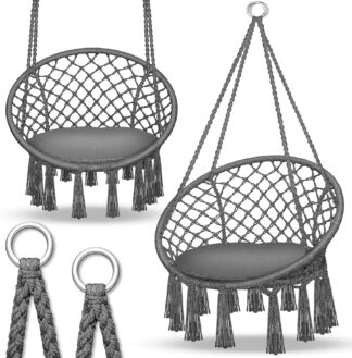 Hangstoel - voor binnen en buiten - max 200 kg - zitvlak diameter 61 cm - met kussen - antraciet