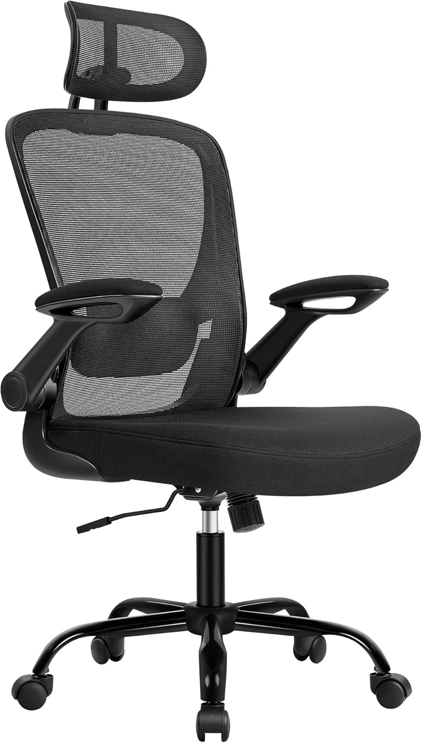 Bureaustoel - ergonomische bureaustoel - mesh - opvouwbare armsteun - zwart - OBN047B01
