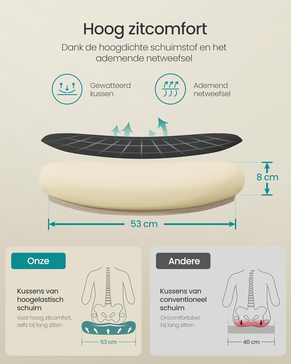 Bureaustoel - ergonomische bureaustoel - mesh - opvouwbare armsteun - zwart - OBN047B01 - Afbeelding 3