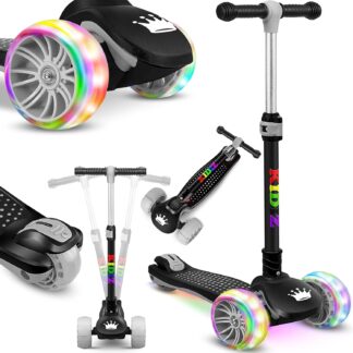 Kinderstep - 3 wielen Step - X-Pro2 - LED oplichtende wielen - opvouwbaar - voor 3-12 jaar - zwart