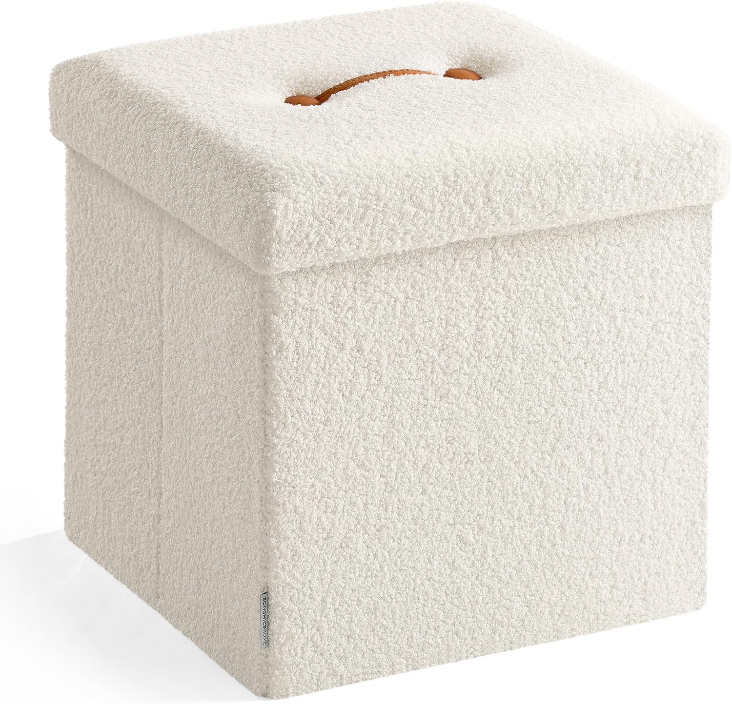 Poef - hocker - ottoman - 38 x 38 x 38 cm, opbergkruk - draagvermogen tot 300 kg - crèmewit - LSF095W01