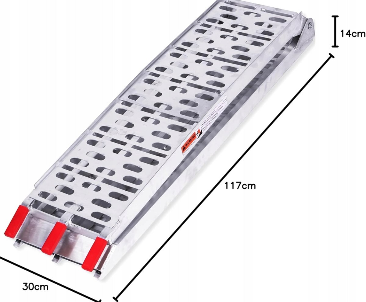 ALU oprijplaat 2 meter – inklapbare antislip - enkel of dubbel te gebruiken – 340kg/680kg draagvermogen – voor motor, quad, grasmaaier etc - zilver - Afbeelding 2