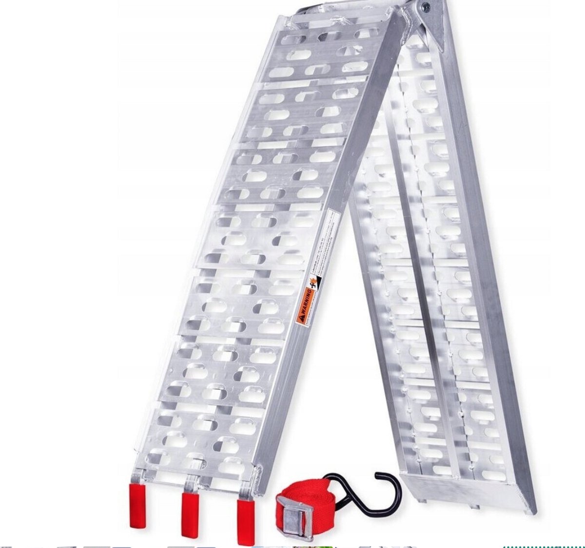 ALU oprijplaat 2 meter – inklapbare antislip - enkel of dubbel te gebruiken – 340kg/680kg draagvermogen – voor motor, quad, grasmaaier etc - zilver - Afbeelding 3