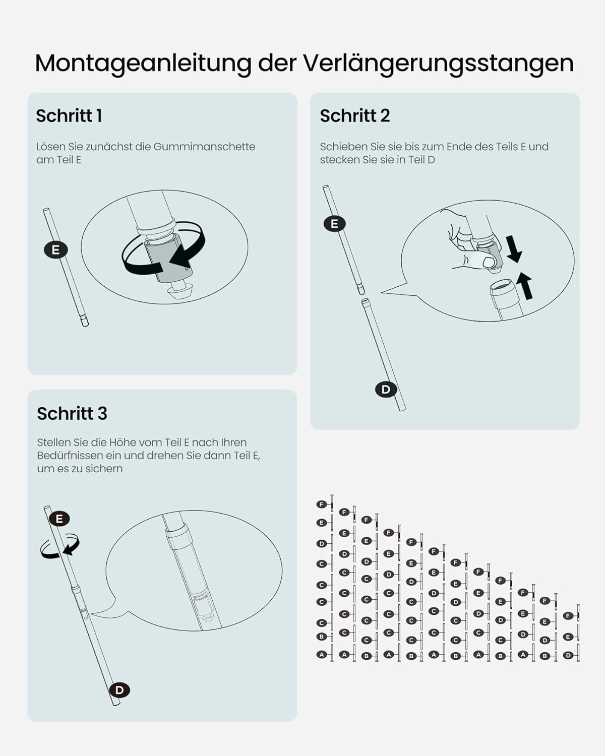 Verstelbaar doucherek hoek - met vier rekken - 80-323 cm - zonder boren - zwart - BCB003B01 - Afbeelding 3