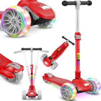 Kinderstep - 3 wielen Step - X-Pro2 - LED oplichtende wielen - opvouwbaar - voor 3-12 jaar - rood