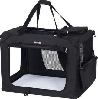 Hondenbox / transportbox - voor honden - 91 x 63 x 63 cm - maat L - zwart - PDC90H