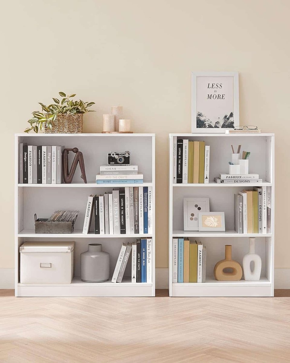 Boekenkast / opberkast klein - hoogte 93 cm - 3 planken - wit - LBC106T14 - Afbeelding 4
