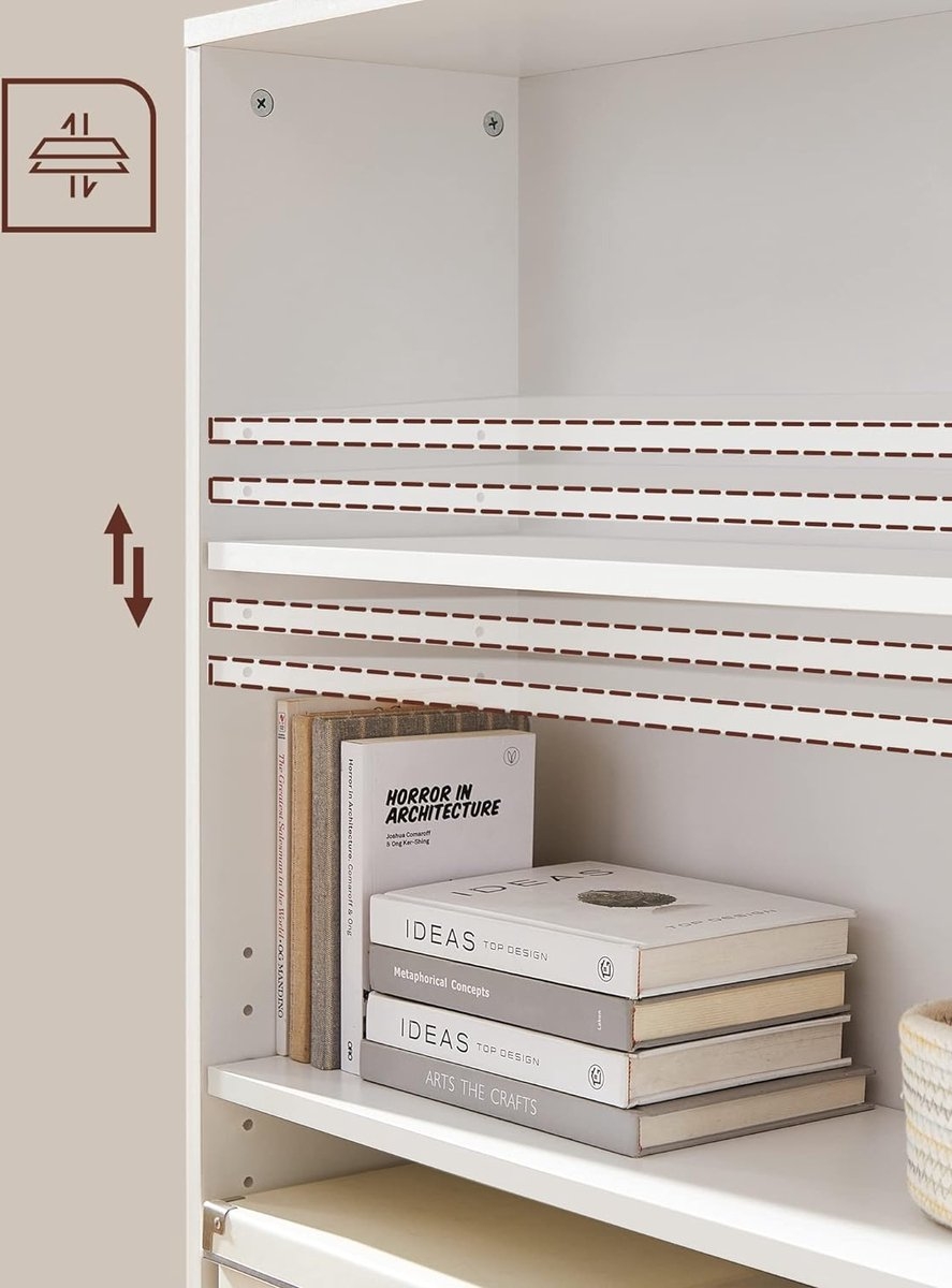 Boekenkast / opberkast klein - hoogte 93 cm - 3 planken - wit - LBC106T14 - Afbeelding 5