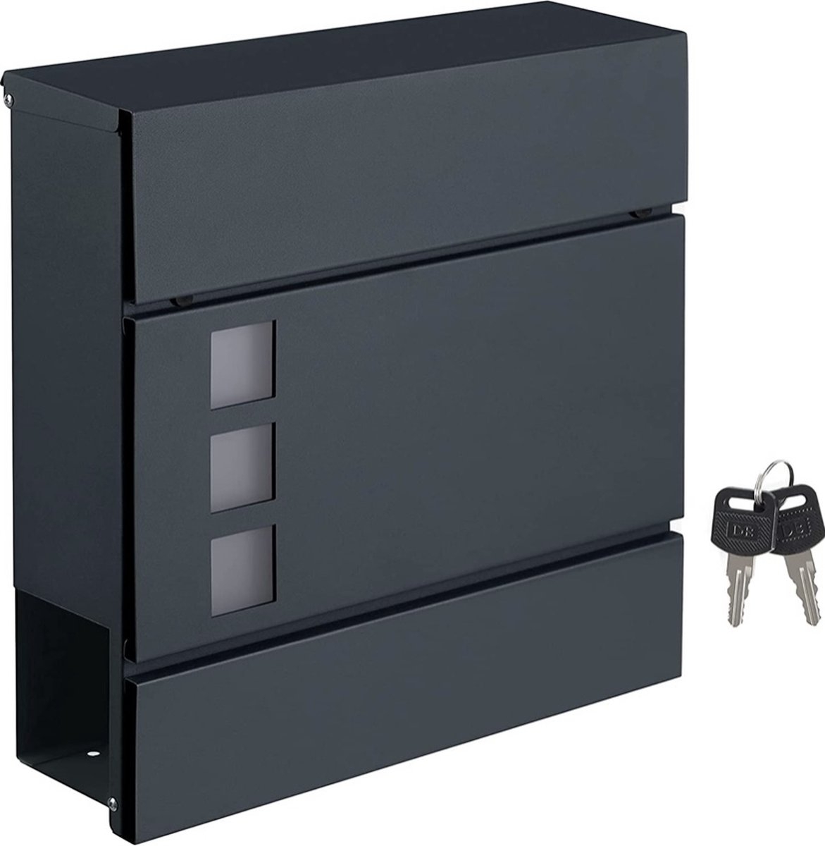 Brievenbus - wand brievenbus - met sleutels en krantenvak - antraciet - GMB052G01