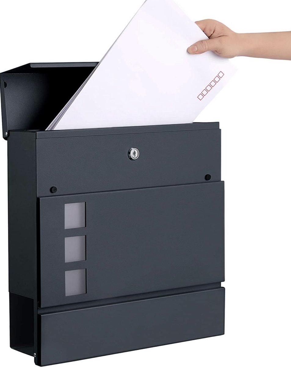 Brievenbus - wand brievenbus - met sleutels en krantenvak - antraciet - GMB052G01 - Afbeelding 6