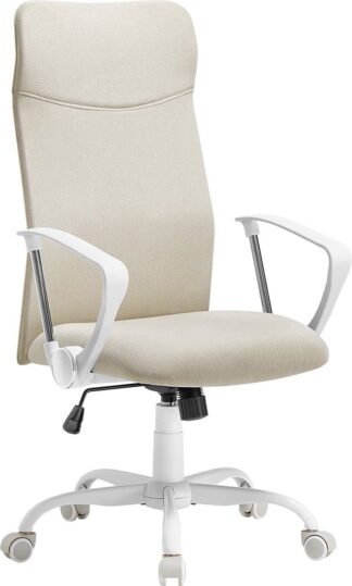 Bureaustoel - draaibaar - met wielen - stalen frame - schuimvulling - verstelbare hoogte - beige - obn034k01