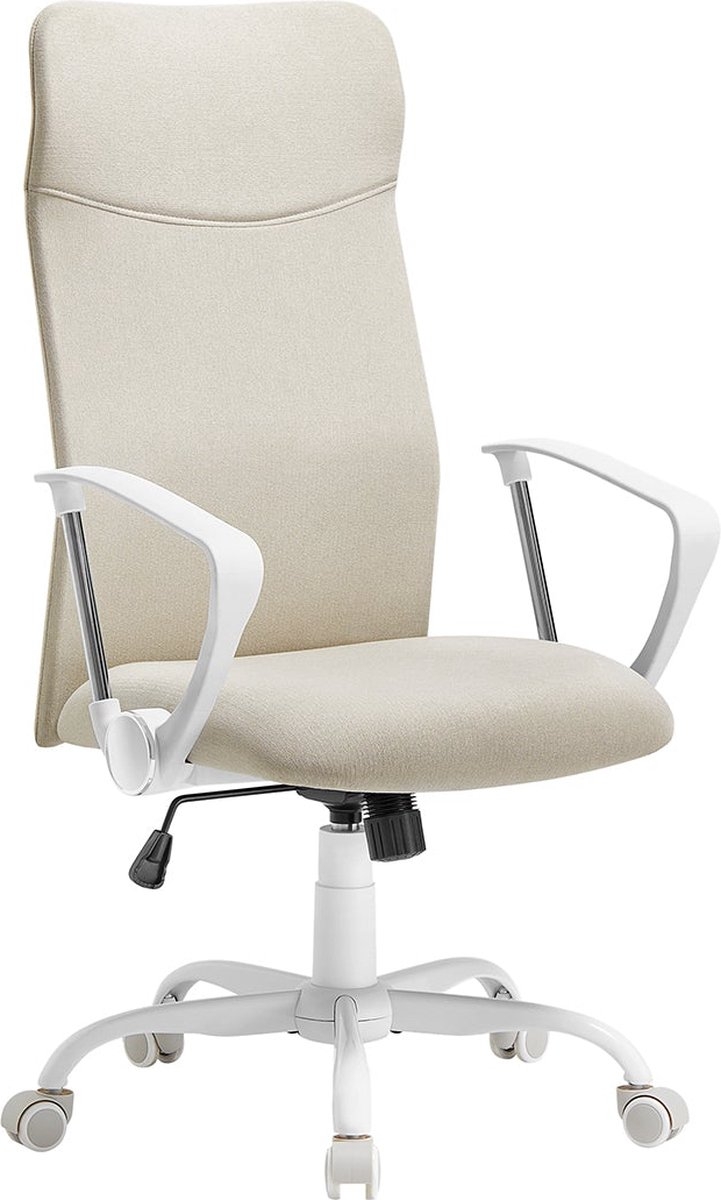 Bureaustoel - draaibaar - met wielen - stalen frame - schuimvulling - verstelbare hoogte - beige - obn034k01