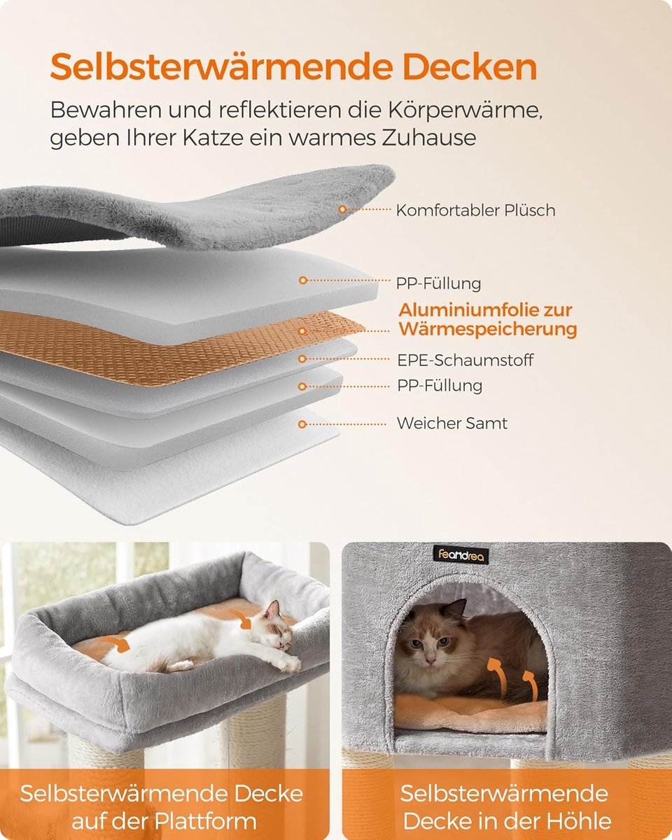 Krabpaal - kattenboom - grote krabpaal - 7 niveaus - hoogte 160 cm - grijs - PCT009G01 - Afbeelding 5