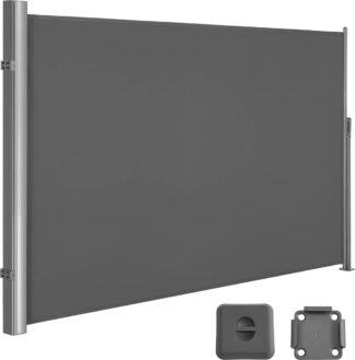 Zonwering - zonnescherm horizontaal - privacyscherm - 160x400 cm - aluminium - grijs - GSA164G01