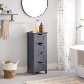 Badkamerkast - hoogte 82 cm - 4 lades - 30 cm breed - vrijstaand - grijs - LHC040G01