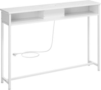 Dressoir - zijtafel - muurtafel - consoletafel met stopcontacten - breedte 120 cm - wit - max 100kg belasting - maat 25x120x81,1cm - lnt111w01