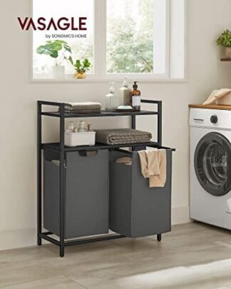 Wasmand - wassorteerder - 2 uittrekbare en verwijderbare zakken - 2 planken - 92 liter totaal - BLH211G01