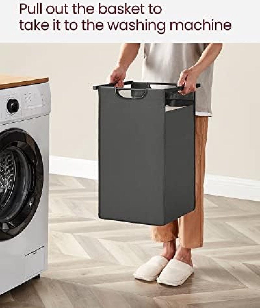 Wasmand - wassorteerder - 2 uittrekbare en verwijderbare zakken - 2 planken - 92 liter totaal - BLH211G01 - Afbeelding 2