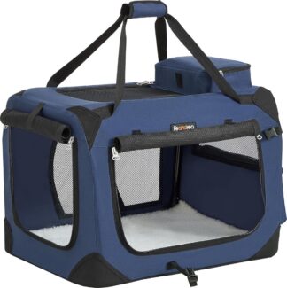 Transportbox honden 60 x 42 x 42 cm - hondenbox - hondentas - reisbench opvouwbaar - donkerblauw - PDC60Z