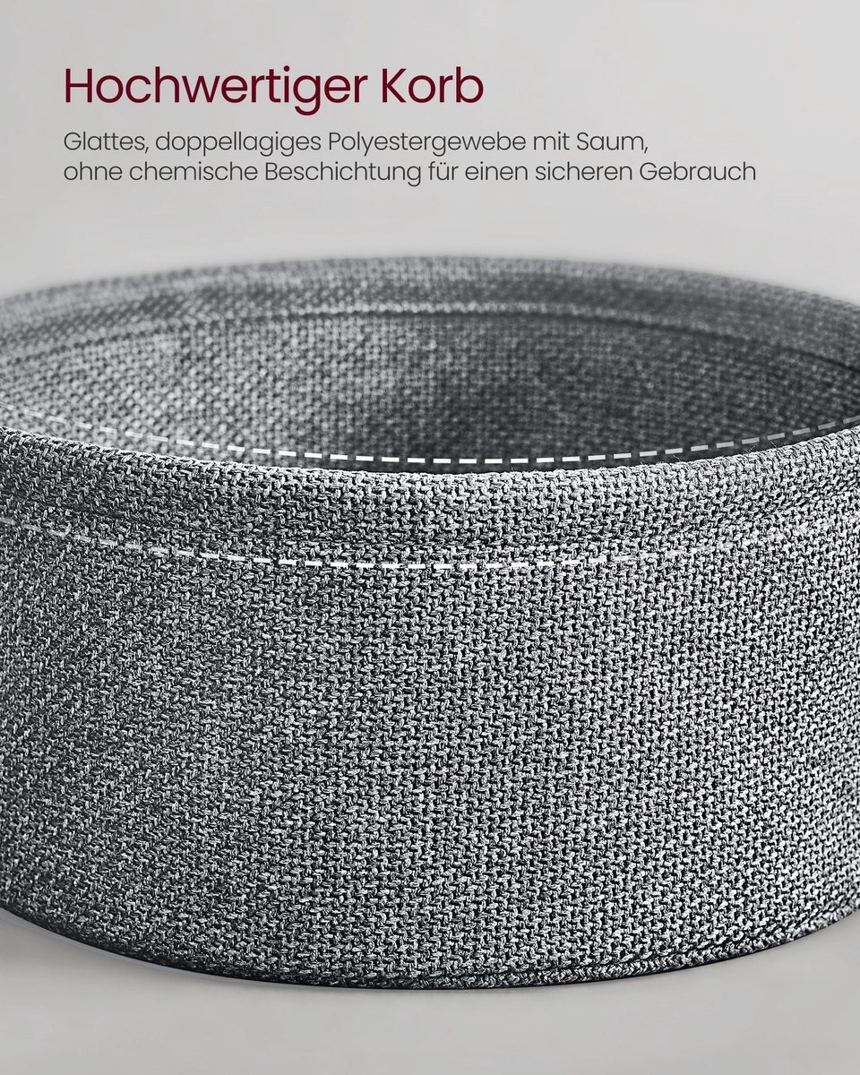 Bijzettafel met stoffen mand - met stopcontact - diameter 45 cm - met Opbergoplossing - LET228G02 - Afbeelding 9