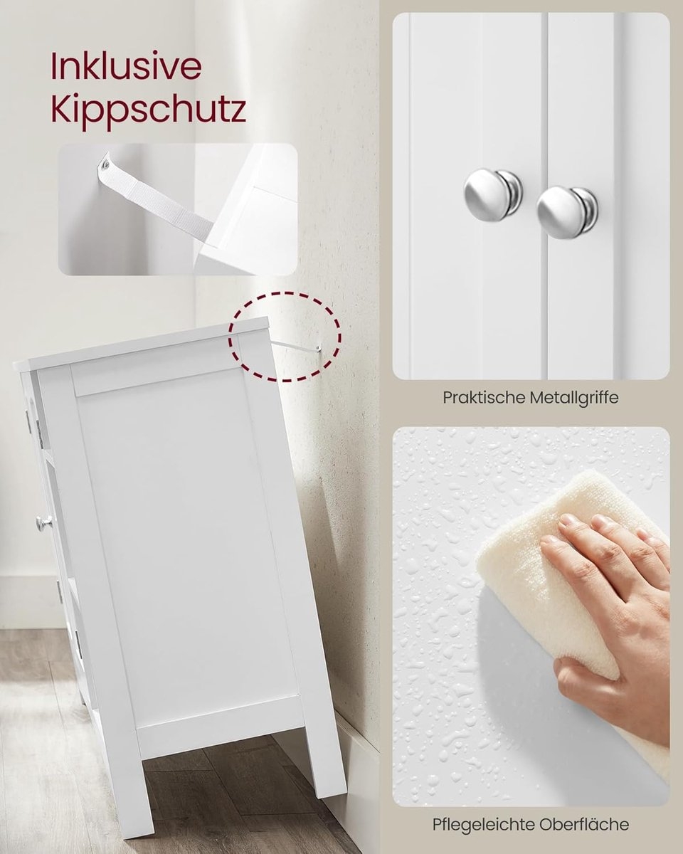 Wastafelonderkast - badkamerkast - XL - 30 x 90 x 60 cm - 2 deuren - open opbergvakken - wit - BBC410P31 - Afbeelding 7