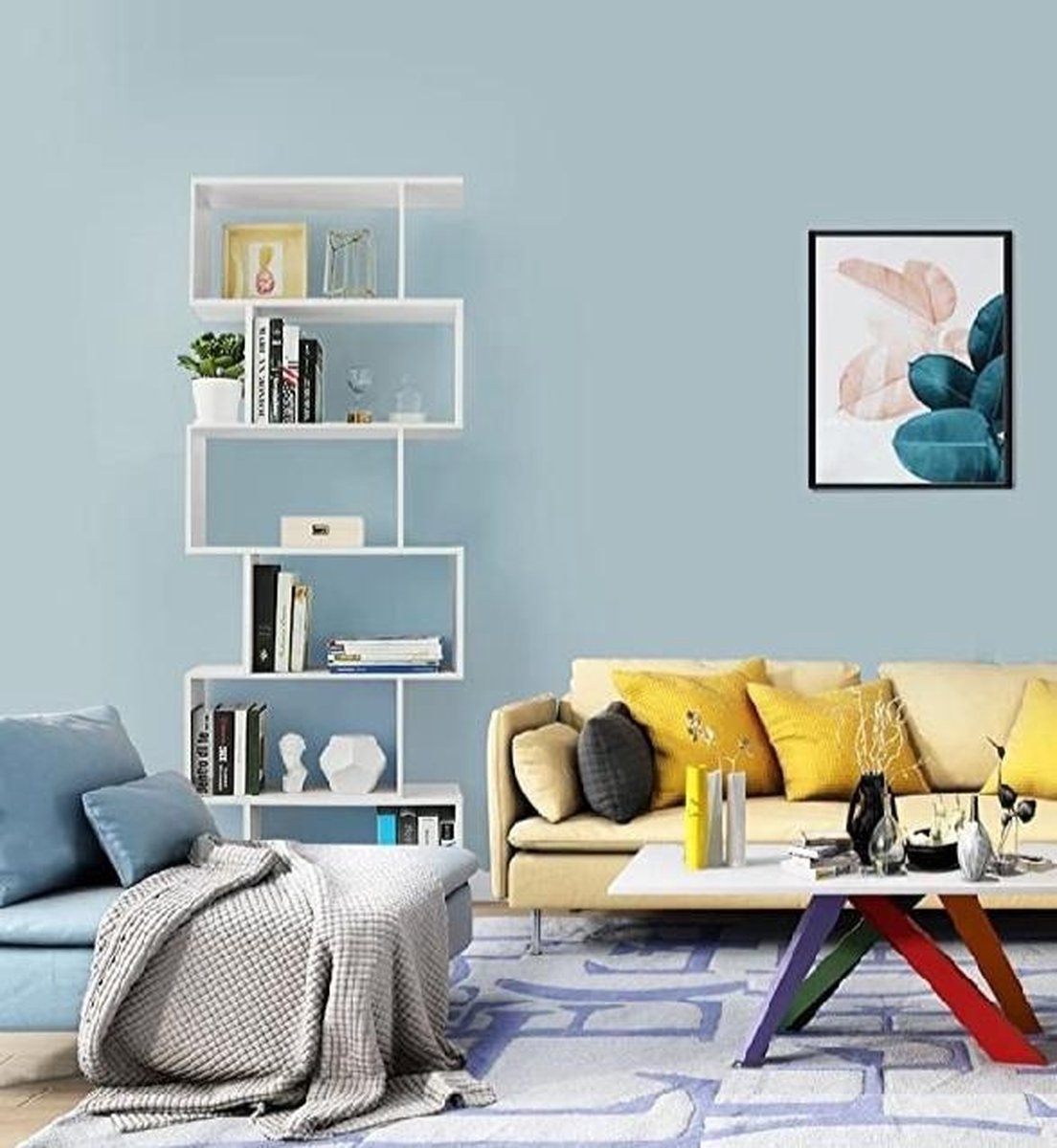 Boekenkast - kamerkast - open kast - vrijstaand - 6 niveaus - wit - LBC61WT - Afbeelding 4