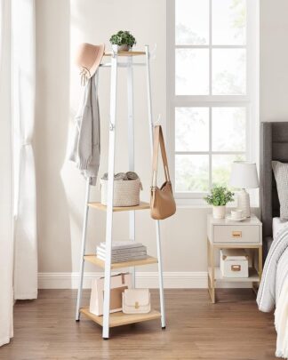 Kastmeubel - kledingkast - kapstok meubel - 8 dubbele haken en 4 planken - wit - LCR080W09