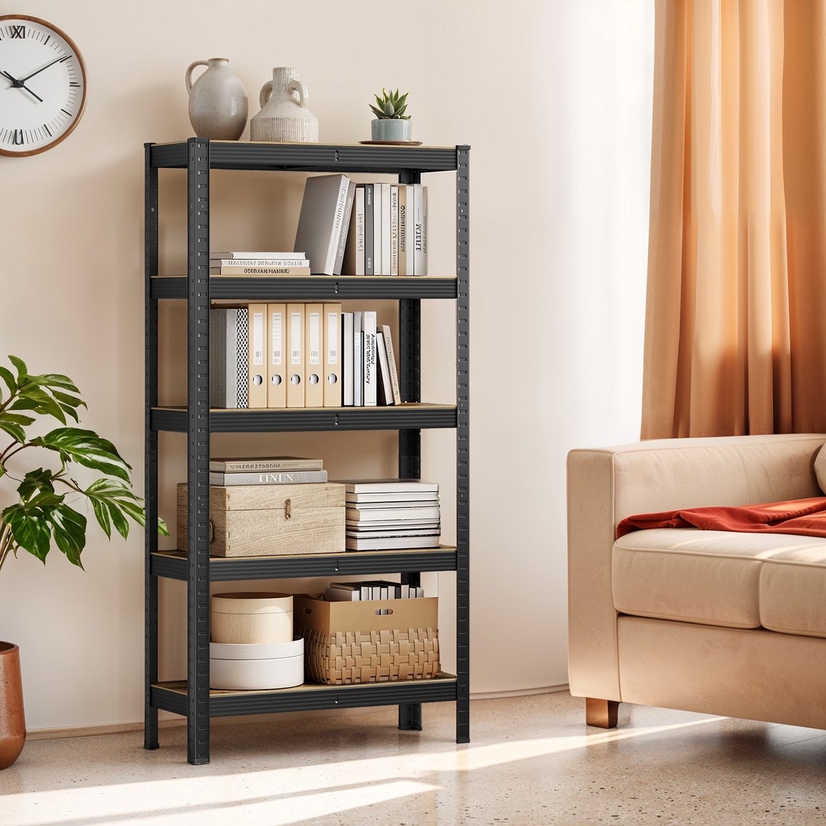 Stellingkast - 150x75x30 cm - opbergkast / stelling - zwart - max 1000 kg - Image 2