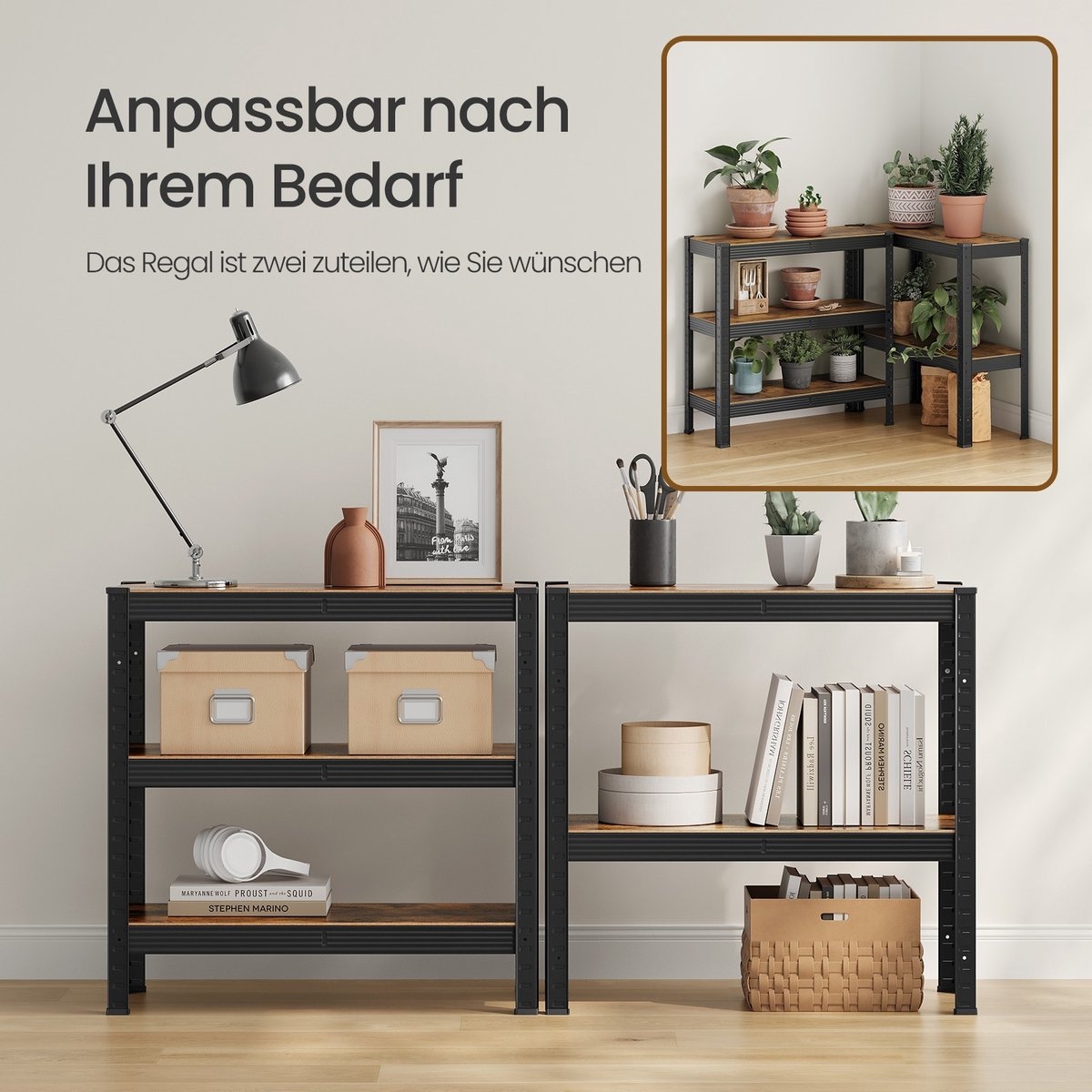 Stellingkast - 150x75x30 cm - opbergkast / stelling - zwart - max 1000 kg - Image 5