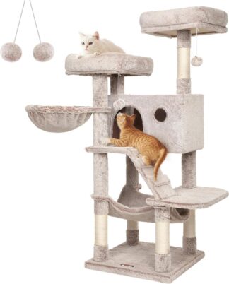 Krabpaal kat - kattenboom 135 cm - speeltoren voor katten - XL - lichtbruin - PCT162M01