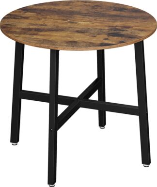 Eettafel / keukentafel - rond - diameter 80 cm - bruin / zwart - KDT080B01