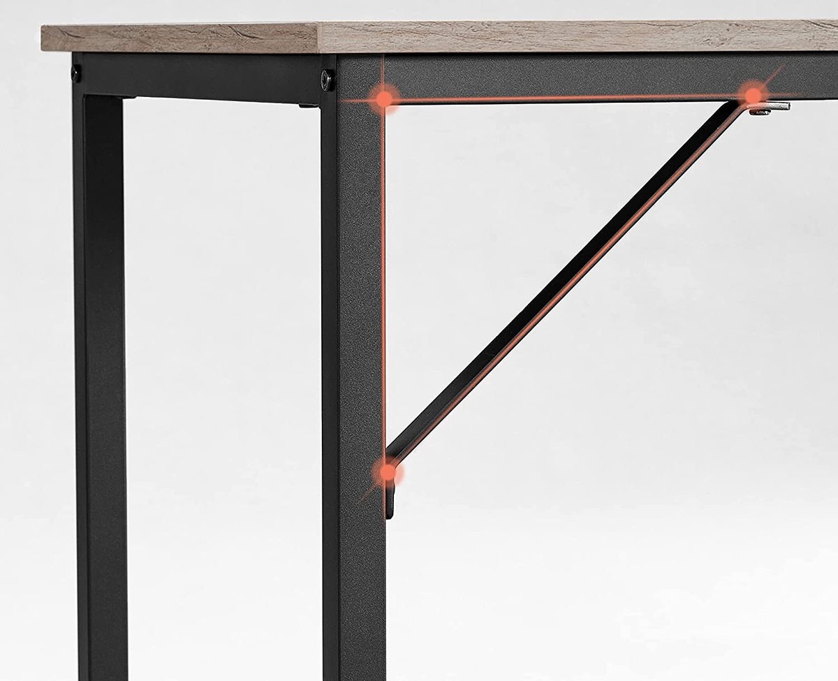 Computerbureau - bureautafel - 120 x 60 x 75 cm - metaal met hout - grijs met zwart - LWD039B02 - Afbeelding 7