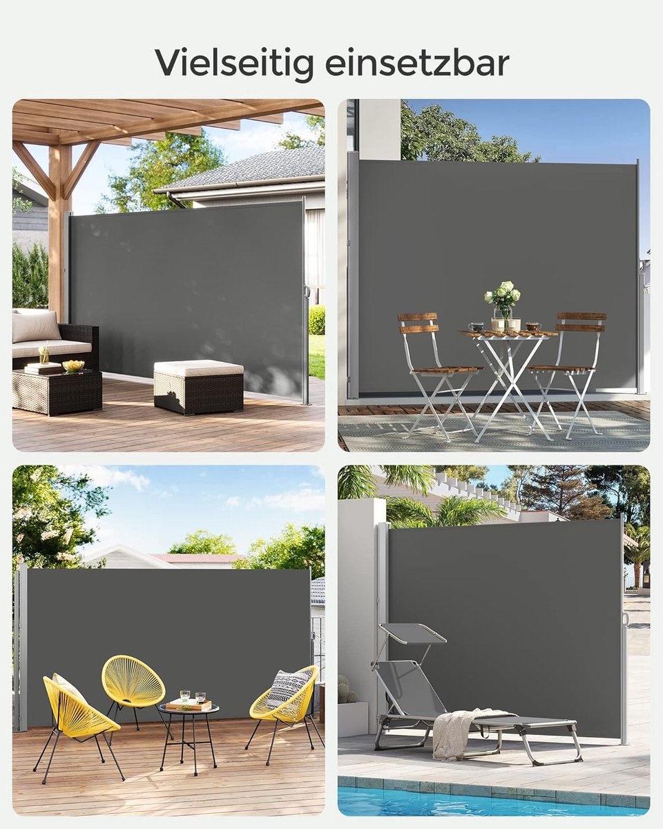 Privacyscherm - schaduwdoek horizontaal 180x400 cm - windscherm - antraciet - gsa584g01 - Afbeelding 5