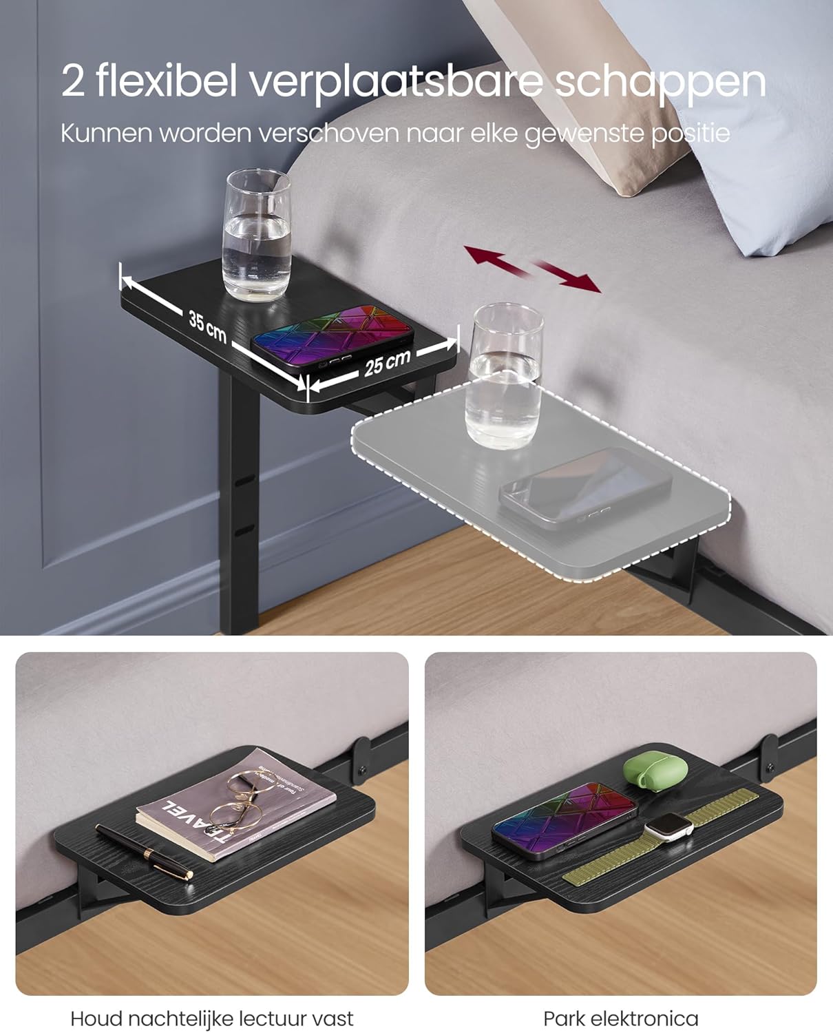 Enkel bedframe - 90 x 200 cm - metaal - zwart - met bodem - RMB092B01 - Afbeelding 3