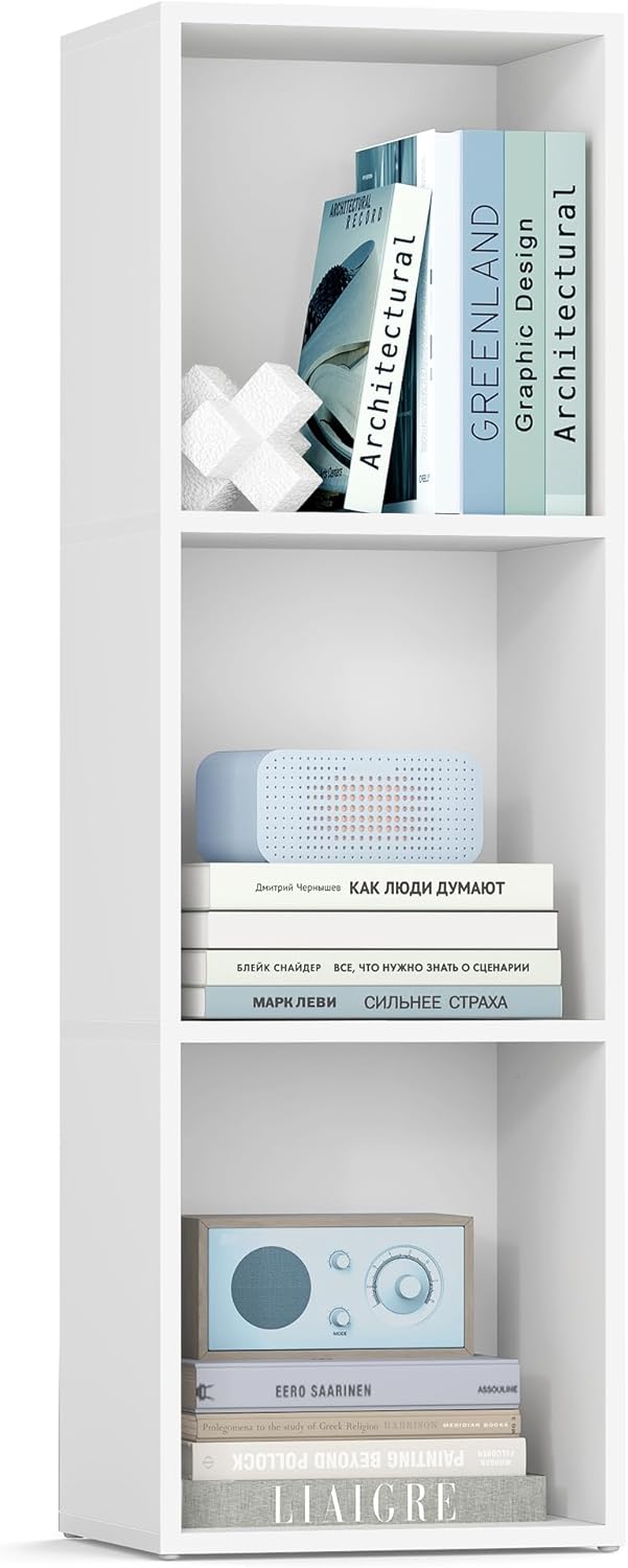 Boekenkast klein - 3-laags - open kast - 24 x 30 x 94,8 cm - wit - LBC433W01