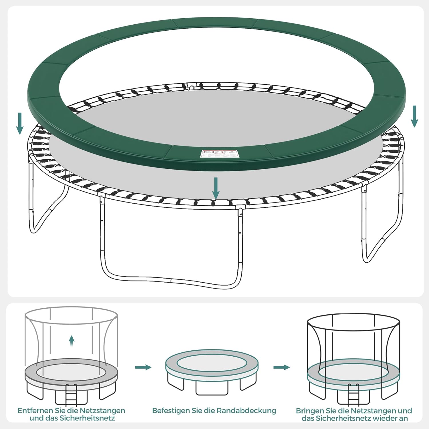 Randafdekking trampoline - groen - diameter Ø427 cm / 14 ft - voor trampoline - Afbeelding 6