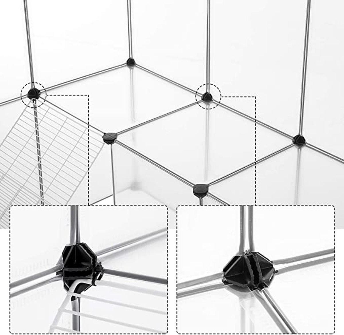 Huisdierkooi - kooi voor kleine dieren - max 143x108 cm - voor muizen cavia en meer - 2 verdiepingen - wit - LPC004W01 - Afbeelding 2