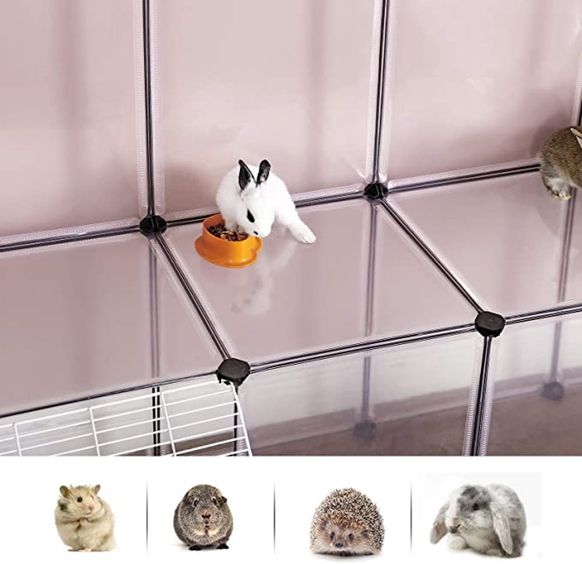 Huisdierkooi - kooi voor kleine dieren - max 143x108 cm - voor muizen cavia en meer - 2 verdiepingen - wit - LPC004W01 - Afbeelding 3