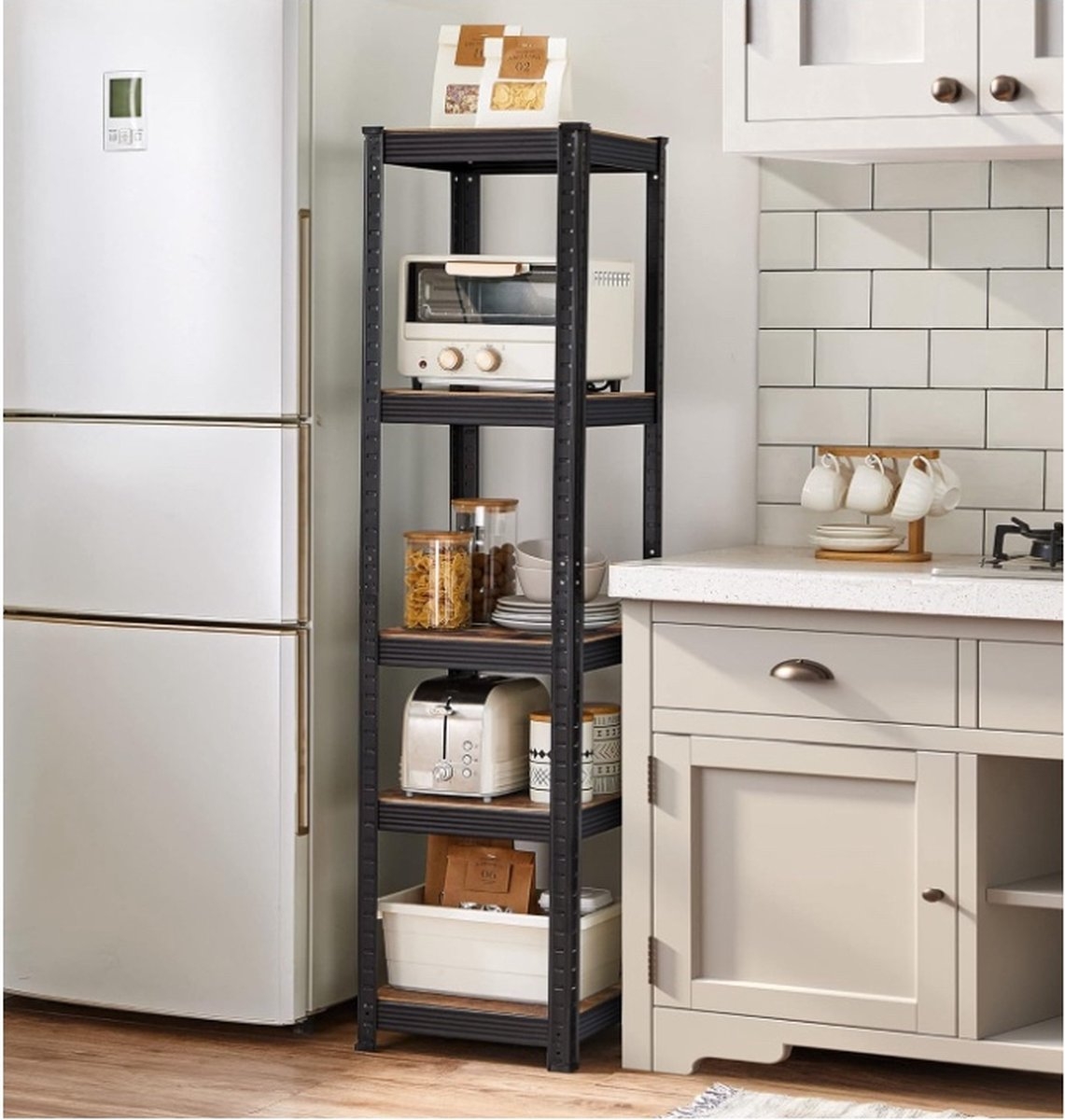 Opbergrek / stellingkast - met 5 planken - hoogte 150 cm - 37 x 37 cm - max 400 kg - GLR037B01 - Afbeelding 3