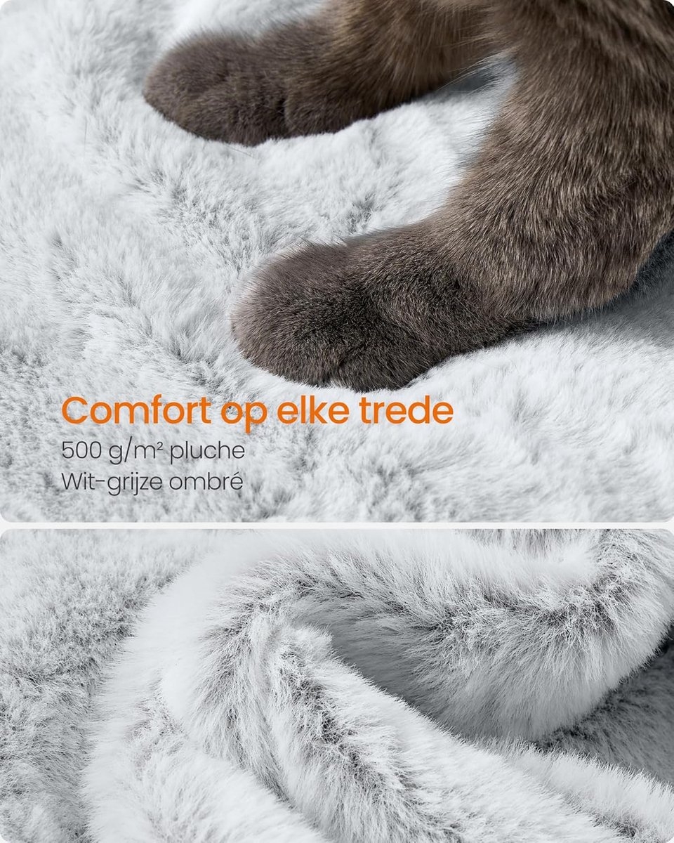 Feandrea - Grote krabpaal - kattenboom - 135 cm hoog - pluche - 8 niveaus = lichtgrijs - PCT162W01 - Afbeelding 6