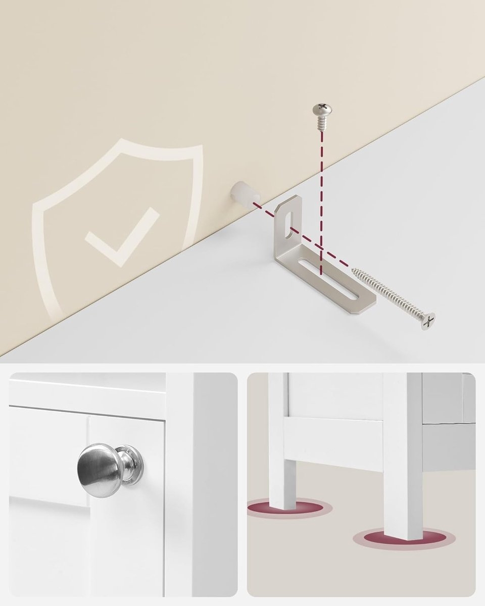 Badkamerkast met LED verlichting - hoogte 170 cm - opbergkast met verstelbare planken -wit - BBC566W03 - Afbeelding 2