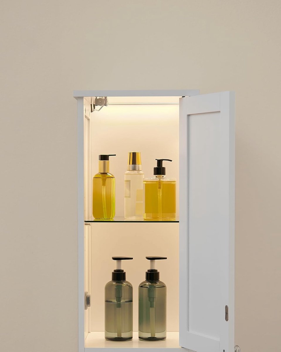 Badkamerkast met LED verlichting - hoogte 170 cm - opbergkast met verstelbare planken -wit - BBC566W03 - Afbeelding 4