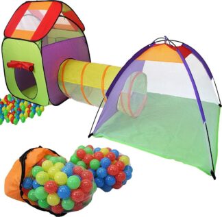 Ballenbak - 200 ballen - met speeltenten - met tunnel - kleurrijk speelhuis