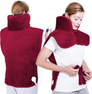 Sinnlein - elektrische schouder en rug verwarming - rugwarmer - rugverwarmer elektrisch - nekwarmer - nekverwarmer - 60 x 85 cm - wijnrood